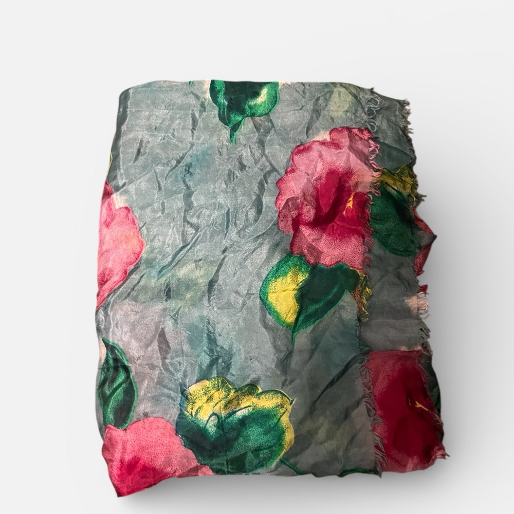 Saldarini 1982 floral silk scarf made in Como, Italy.